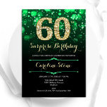 Convites Emerald Green Dourado Surpresa 60º aniversário<br><div class="desc">Surpresa 60º convite de aniversário. Elegante esmeralda verde e design preto com ouro brilhante falso. Apresenta na moda diamante, luzes e fontes de script. Homens ou mulheres convidam no dia. Perfeito para uma festa de aniversário adulta na moda. Personalize com seus próprios detalhes. Envie-me uma mensagem se precisar de mais...</div>