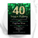 Convites Emerald Green Dourado Surprise aniversário de 40 a<br><div class="desc">Convite de festas de aniversário de 40 anos surpresa. Elegante esmeralda verde e design preto com ouro brilhante falso. Apresenta na moda diamante, luzes e fontes de script. Homens ou mulheres convidam no dia. Perfeito para uma festa de aniversário adulta na moda. Personalize com seus próprios detalhes. Envie-me uma mensagem...</div>