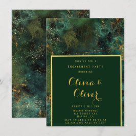 Convites Emerald Green e Dourada Festa de noivado brilhante
