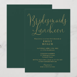 Convites Emerald Green E Dourada Roteiro Bridesmaids Lunche