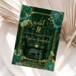 Convites Emerald Green e Dourado Sweet 16 Girl Birthday<br><div class="desc">Emerald Green & Dourado Sweet 16 Girl Birthday,  doce 16 Girl Floral Convite de aniversário Mis Quince 15 Anos,  16 Anos Aniversário.</div>