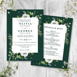 Convites Emerald Green Elegant Floral Tudo Em Um Casamento