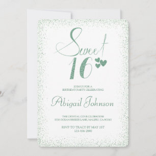 Convites Emerald Green Elegant Girls Sweet 16 Aniversário