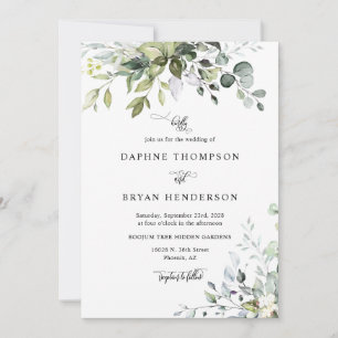 Convites Emerald Green Eucalyptus Wedding Código QR Foto