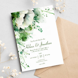 Convites Emerald Green Floral Greenery Wedding