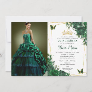 Convites Emerald Green Flowers Floral Quinceañera Picture