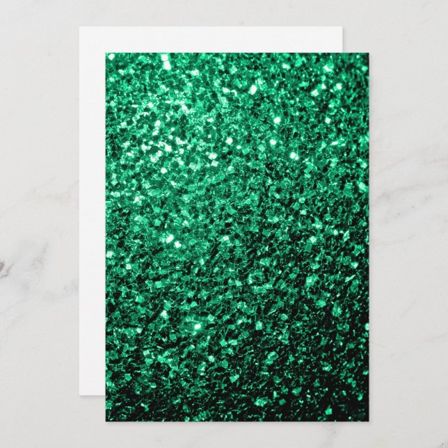 Convites Emerald Green glitter brilha personaliza (Frente/Verso)
