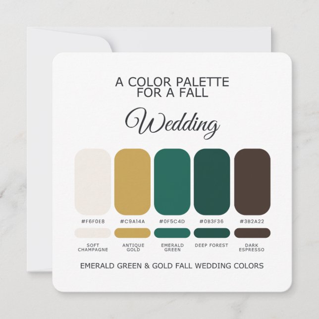 Convites Emerald Green Gold Fall Wedding Palette 2026 Card (Frente)