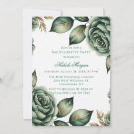 Convites Emerald Green & Gold Floral Bachelorette Party