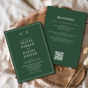Convites Emerald Green minimalista em um único casamento