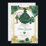 Convites Emerald Green Mis Quince 15 Anos Dourado Glitter<br><div class="desc">Quinceañera Emerald Green Crown Glitter Convite Mis Quince 15 Anos,  16º Aniversário, </div>