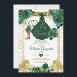 Convites Emerald Green Mis Quince 15 Anos Dourado Glitter<br><div class="desc">Quinceañera Emerald Green Crown Glitter Convite Mis Quince 15 Anos,  16º Aniversário, </div>