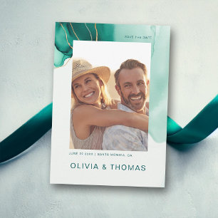 Convites Emerald Green Modern Beach Foto de salvamento