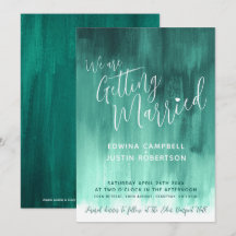 Emerald green moderno abstrato art pintou casament