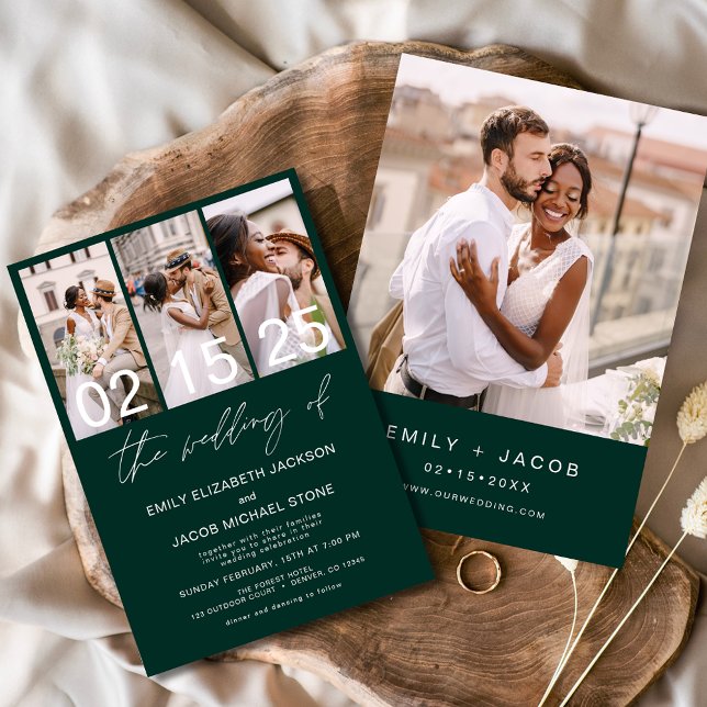 Convites Emerald Green O Casamento da Foto (Criador carregado)