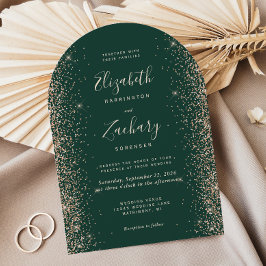 Convites Emerald Green Peach Glitter Arch Wedding