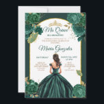 Convites Emerald Green Princess Floral Quinceañera<br><div class="desc">Emerald Green Mis Quince Floral Quinceañera Convite Mis Quince Anos,  15 Birthday,  Elegante floral mis quince, </div>