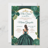 Emerald Green Princess Floral Quinceañera