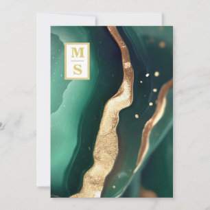 Convites *~ Emerald Green QR Iniciais AR66 RSVP Casamento