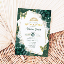 Emerald Green Quinceañera Butterflies Mis Quince
