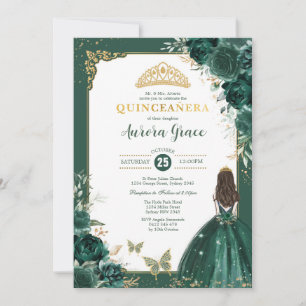 Convites Emerald Green Quinceañera Princess 15 Birthday