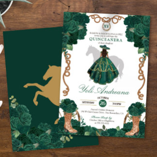 Convites Emerald Green Rosa Charro Vestidos Quinceañera
