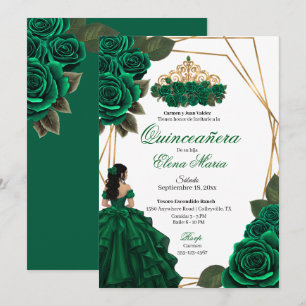 Convites Emerald Green Rosa Dourado Quinceañera