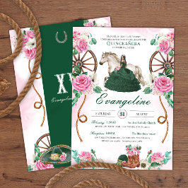 Convites Emerald Green Rosa Rosa Charro Western Quinceañera