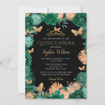 Emerald Green - Rosas Douradas Borboletas Quinceañ