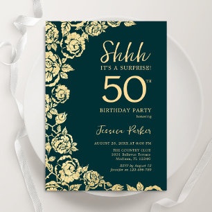 Convites Emerald Green - Rosas Dourados Surpresa 50º aniver