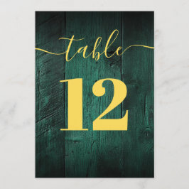 Convites Emerald Green Rustic Barn Wood Boho Table Number
