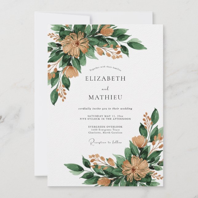 Convites Emerald Green Rustic Forest Wedding (Frente)
