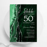 Convites Emerald Green Silver Agate Surpresa 50º Aniversári<br><div class="desc">Emerald Green e prata agatam surpresa no 50º convite de aniversário. Elegante design moderno com aquarela agate marble geode background,  faux glitter prata e tipografia. Trendy convida o cartão perfeito para uma comemoração de dia das mulheres na moda. Impressos convites Zazzle ou modelo de impressão digital instantânea para download.</div>