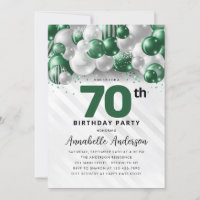 Emerald Green Silver Balloon Glitter 70 Birthday