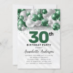 Convites Emerald Green Silver Balloon Glitter aniversário d<br><div class="desc">Glam Moderno Emerald Green Silver Balão Glitter Desperta Qualquer Convite De Aniversário De Idade</div>