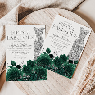 Convites Emerald Green & Silver Dress 50ª Festa de aniversá