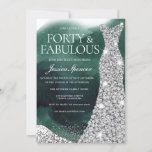 Convites Emerald Green & Silver Gown Party<br><div class="desc">Variações do Convite de festas do aniversário de 40 anos Emerald Green & Silver Gown para o convite e itens correspondentes em nossa loja</div>