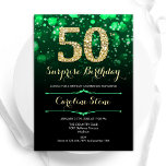 Convites Emerald Green - Surpresa Dourada 50º aniversário<br><div class="desc">Surpreenda o 50º convite de aniversário. Elegante esmeralda verde e design preto com ouro brilhante falso. Apresenta na moda diamante, luzes e fontes de script. Homens ou mulheres convidam no dia. Perfeito para uma festa de aniversário adulta na moda. Personalize com seus próprios detalhes. Envie-me uma mensagem se precisar de...</div>