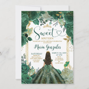 Convites Emerald Green Sweet Sessenta e Dourada Coroa Anive