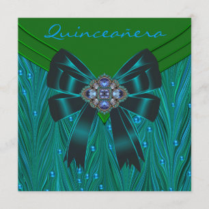 Convites Emerald Green Teal Blue Quinceanera