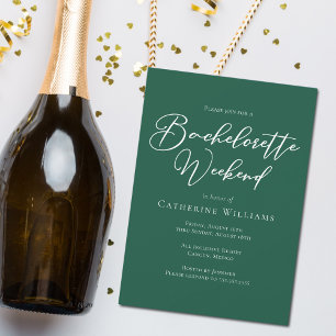 Convites Emerald Green Typografia Bachelorette Weekend