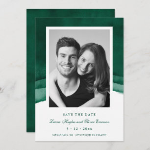 Convites Emerald Green Watercolor Casamento Salva a Data