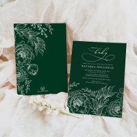 Emerald Green White Floral Chá de fraldas Botânico