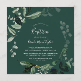 Convites Emerald Greenery | Batismo na Praça Verde