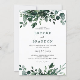 Convites Emerald Greenery Eucalyptus Botanical Wedding Invi