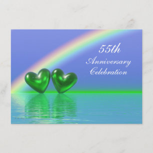 Convites Emerald Hearts de 55º Aniversário