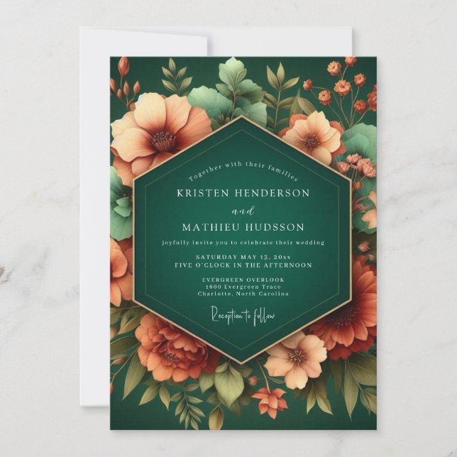 Convites Emerald Luminous Autumnal Wedding (Frente)