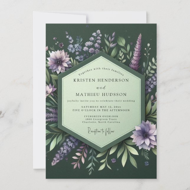 Convites Emerald Lupine Meadow Wedding (Frente)