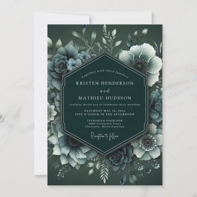 Convites Emerald Moody Anemone Wedding (Frente)