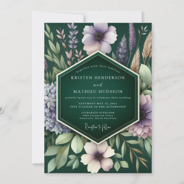 Convites Emerald Moody Meadow Wedding (Frente)